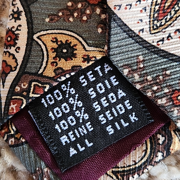 John Hill Executive Collection Tie Colors Sage green cream brown burnt orange - Picture 9 of 10